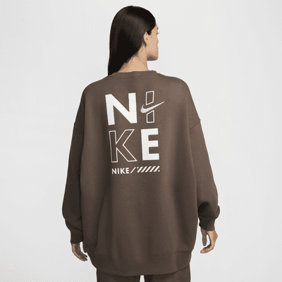 Oversized Nike Sportswear-sweatshirt i fleece med rund hals til kvinder