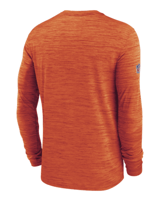 Men's Nike Orange Denver Broncos Sideline Velocity Athletic Stack Performance Long Sleeve T-Shirt Size: Small