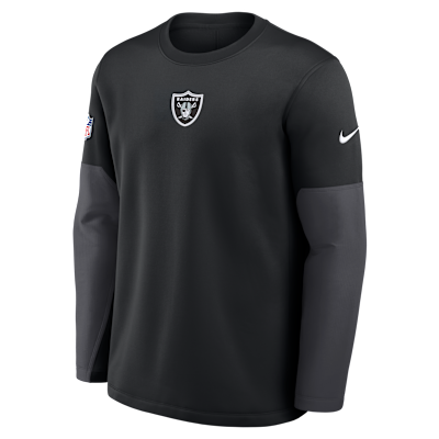 Playera de manga larga Nike Therma-FIT de la NFL para hombre Las Vegas Raiders Scripted To Win Sideline Coach