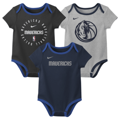 Conjunto de bodys de 3 piezas Nike de la NBA para bebé Dallas Mavericks