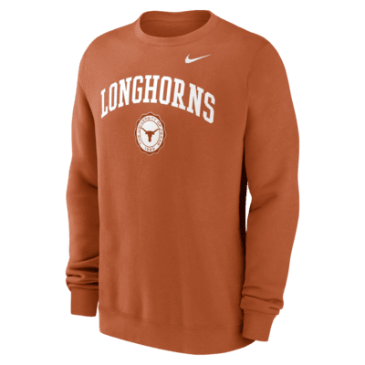 Texas Longhorns Arched Seal Men's Nike College Pullover Crew