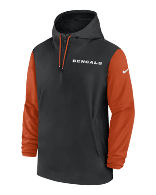 Мужская куртка Cincinnati Bengals Sideline Pre-Game Player Nike NFL 1/2-Zip Hooded