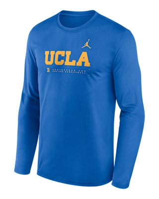 Мужская футболка UCLA Courtside Basketball Shootaround Legend Jordan Brand Dri-FIT College Long-Sleeve для баскетбола