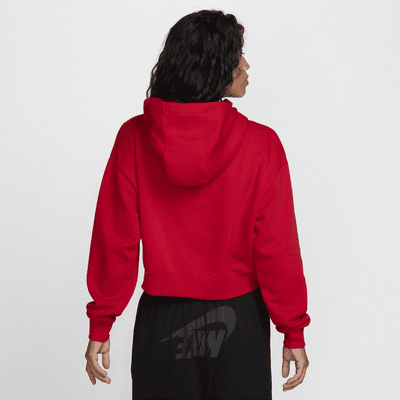 Sudadera con gorro y gráfico cropped oversized para mujer Nike Sportswear Club Fleece