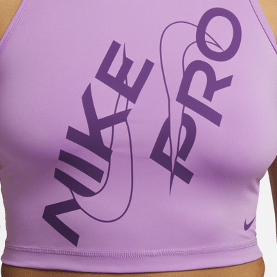 Women's Nike Pro Dri-Fit Crop Tank Top in Purple, Size: Medium | FJ1830-542