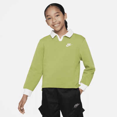 Playera tipo polo para niñas talla grande Nike Sportswear Club Fleece