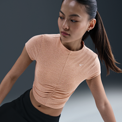 ナイキ スポーツウェア チル ニット ウィメンズ タイト ショートスリーブ クロップド モックネック トップ