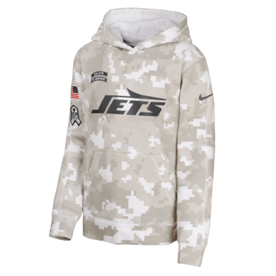 Sudadera con gorro sin cierre Nike de la NFL para niños talla grande New York Jets Salute to Service Primary Edge Club