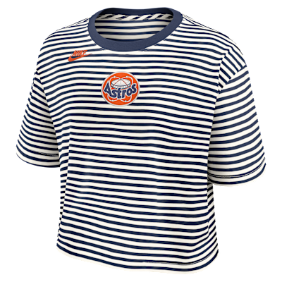 Houston Astros Cooperstown Logo Striped Women's Nike MLB Cropped T-Shirt from Nike - $45