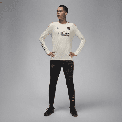 Maskinstrikket Paris Saint-Germain Strike Third Jordan Dri-FIT-fodboldtrøje med rund hals til kvinder