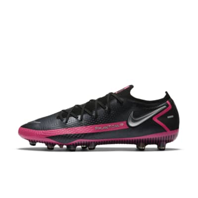 pink and black football boots