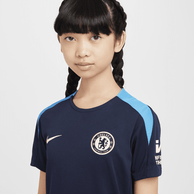 Chelsea FC Strike Nike Dri-FIT knit voetbaltop met korte mouwen voor kids