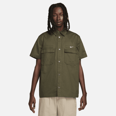 Nike Life Men's Woven Military Short-Sleeve Button-Down Shirt