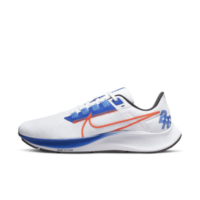 white and blue nike tennis shoes