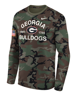Мужская футболка Georgia 2025 Military Appreciation Legend Nike Dri-FIT College Long-Sleeve