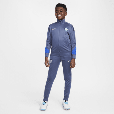 Maskinstrikket Inter Milan Strike Nike Dri-FIT-fodboldtracksuit til større børn