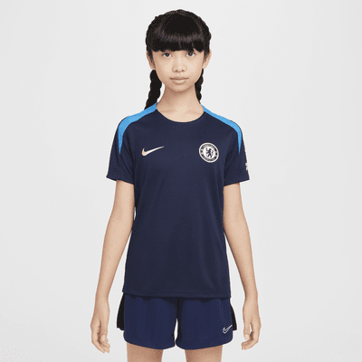 Chelsea FC Strike Nike Dri-FIT knit voetbaltop met korte mouwen voor kids