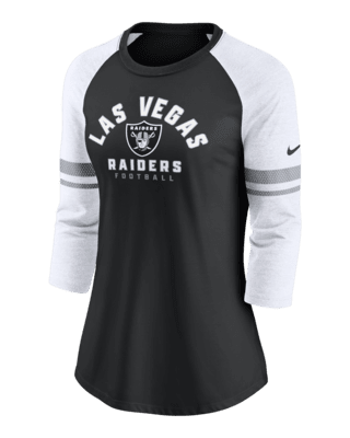 Nike Men's Las Vegas Raiders Athletic Long Sleeve Raglan T-Shirt - Charcoal Heather & Black - L (Large)