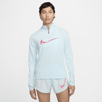 Vêtement deuxième couche de running Dri-FIT à 1/4 de zip Nike Swoosh pour femme