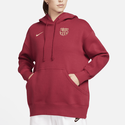 Sudadera con gorro con cierre para fútbol oversized Nike para mujer FC Barcelona Phoenix Fleece