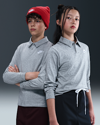 Детские  Nike Sportswear Club Big Kids' Knit Long-Sleeve Polo