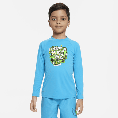 Playera de manga larga de natación Hydroguard para niño talla pequeña Nike Dri-FIT