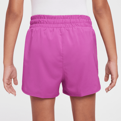 Shorts de entrenamiento de tejido Woven Dri-FIT de tiro alto para niña talla grande Nike One