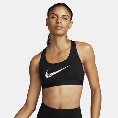 Bra deportivo sin almohadilla con gráfico para mujer Nike Swoosh Light Support