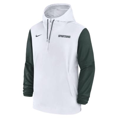 Michigan State Spartans Sideline Pre-Game Player Men's Nike College 1/2-Zip Hooded Jacket