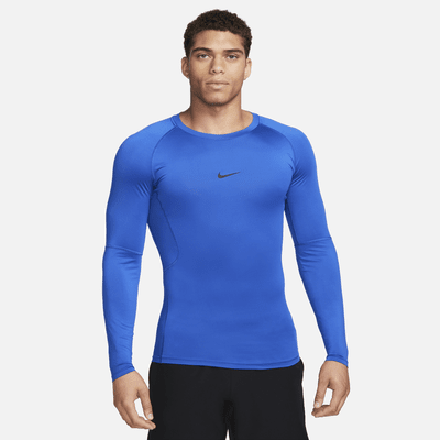 Nike Pro Combat Hypercool Long Sleeve Compression (Blue)