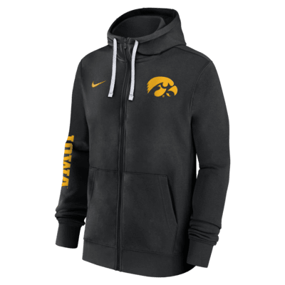 Sudadera con gorro de cierre completo universitaria Nike para hombre Iowa Hawkeyes Sideline Team Issue