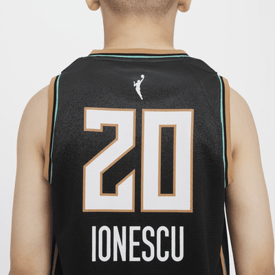 Jersey de la WNBA de alero polivalente Nike Dri-FIT para niño talla grande Sabrina Ionescu New York Liberty 2024 Explorer Edition