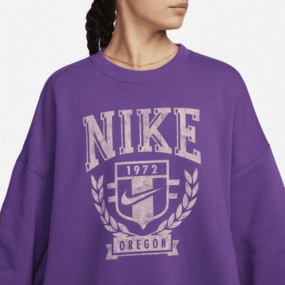 Sweat oversize à col ras-du-cou en tissu Fleece Nike Sportswear pour femme