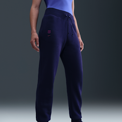 FC Barcelona Phoenix Fleece Pantalón de talle alto de fútbol Nike - Mujer
