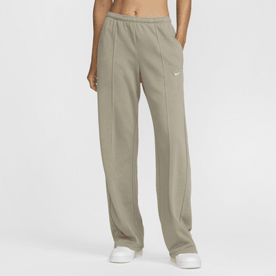 Pants de entrenamiento de French Terry de tiro medio con dobladillo abierto para mujer Nike Sportswear Chill Terry