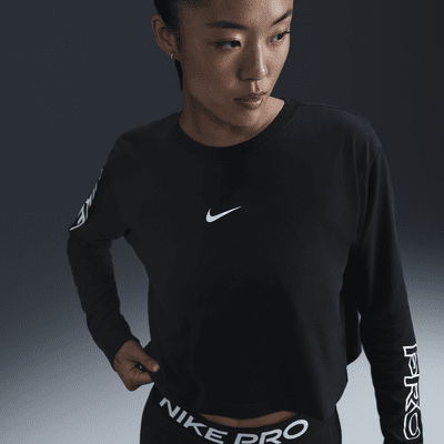 Nike Pro 女款 Dri-FIT 長袖短版 T 恤