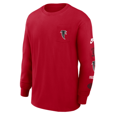 Playera de manga larga Nike de la NFL para hombre Atlanta Falcons Rewind Max90 Pocket