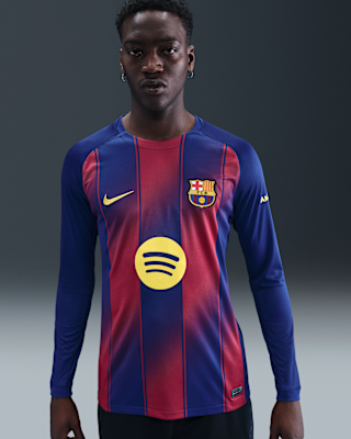 Мужские джерси FC Barcelona 2025/26 Stadium Home Nike Dri-FIT Soccer Replica Long-Sleeve Jersey