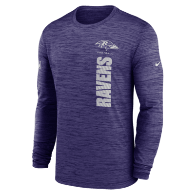 Playera de manga larga Nike Dri-FIT de la NFL para hombre Baltimore Ravens Sideline Velocity