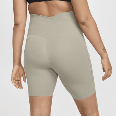 Shorts de ciclismo de maternidad de tiro alto de 20 cm de sujeción ligera con bolsillos para mujer Nike Zenvy (M)