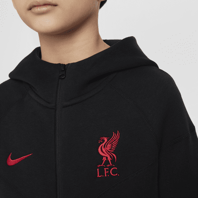 Piłkarska bluza z kapturem i zamkiem na całej długości dla dużych dzieci (chłopców) Nike Liverpool F.C. Tech Fleece