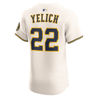 Jersey Nike Dri-FIT ADV de la MLB Elite para hombre Christian Yelich Milwaukee Brewers