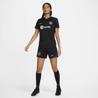 Camisola de futebol de malha de manga curta Nike Dri-FIT Strike FC Barcelona para mulher