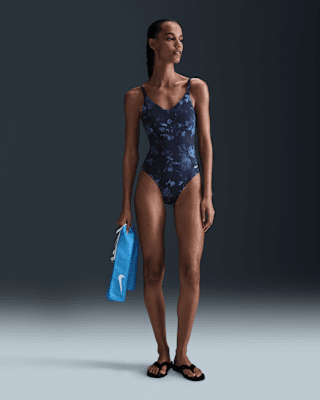 Женские  Nike Swim V-Neck One-Piece