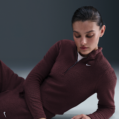 Nike Sportswear Phoenix Plush Parte de arriba de manga larga de tejido Fleece con ajuste entallado y media cremallera - Mujer