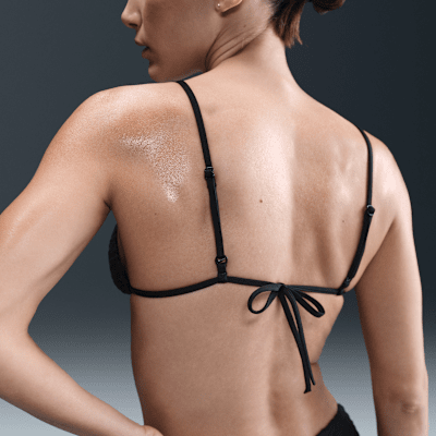 Parte de arriba de bikini triangular de felpa para mujer Nike Swim Swoosh Link