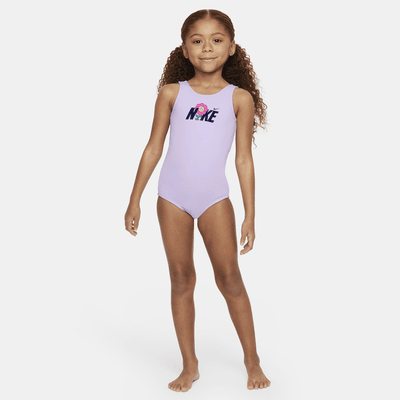 Traje de baño de una pieza con diseño de espalda en U para niñas talla pequeña Nike Swim