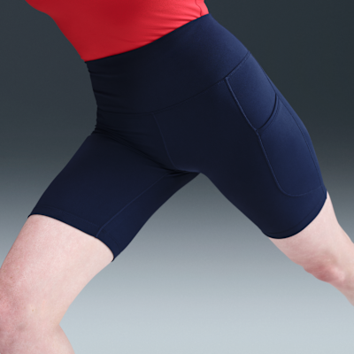 Nike One 20 cm-es, magas derekú női kerékpáros rövidnadrág zsebekkel