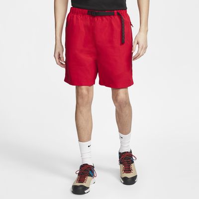 red woven nike shorts