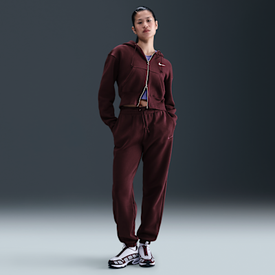 Sudadera con gorro holgada cropped con cierre completo para mujer Nike Sportswear Phoenix Fleece